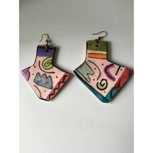 Handmade painted ceramic Earrings Large